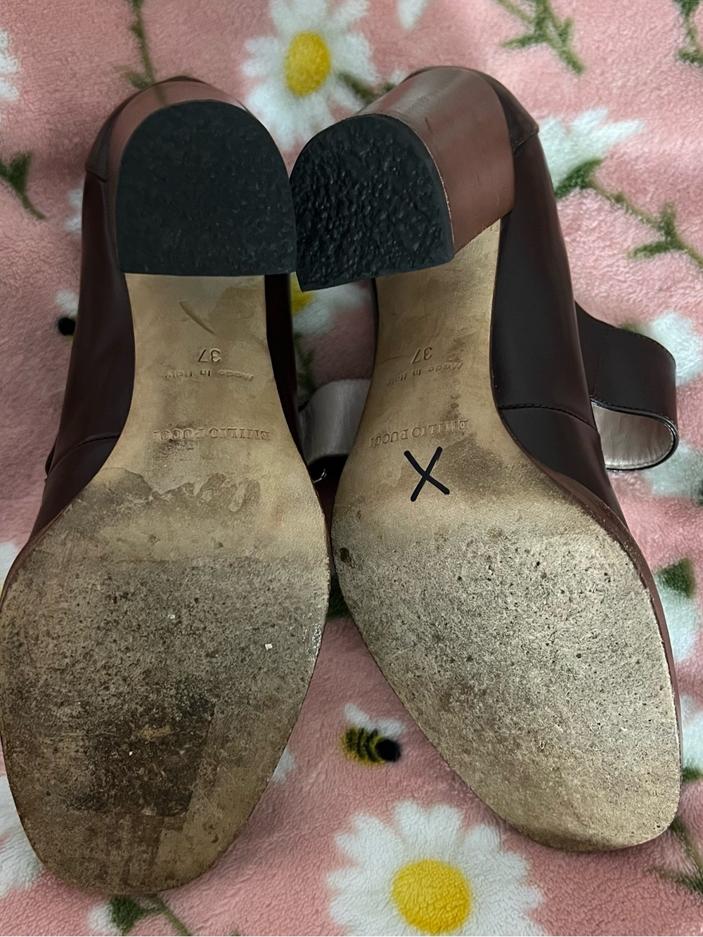 Vintage Brown Leather Mary Jane Heels - Emilio Pucci Made in Italy EU 37 - Picture 4 of 6